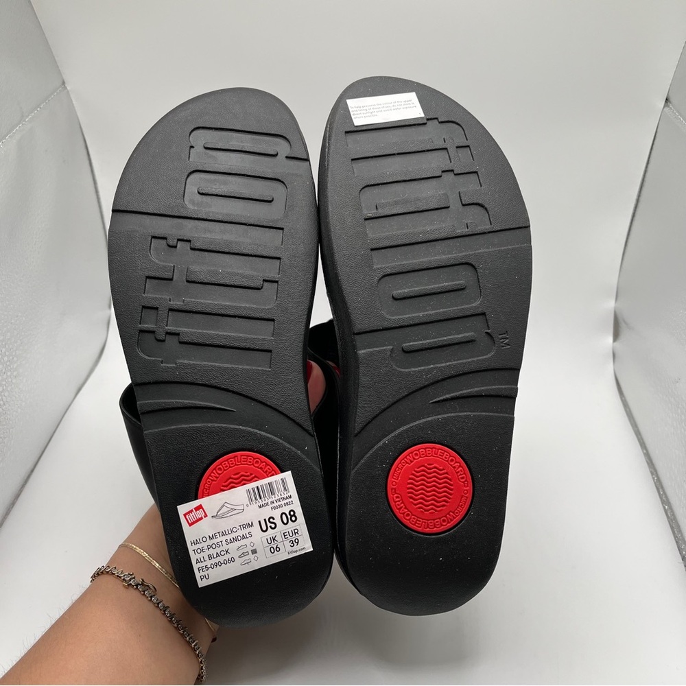 NWOB FitFlop Women's Metallic Medallion Flip Flop size US 8 black comfort 1191 - Picture 9 of 10
